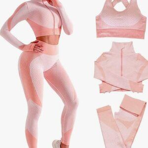 3pcs Seamless Outfit Workout Sets Gym for Women, Fitness Sports School Running C